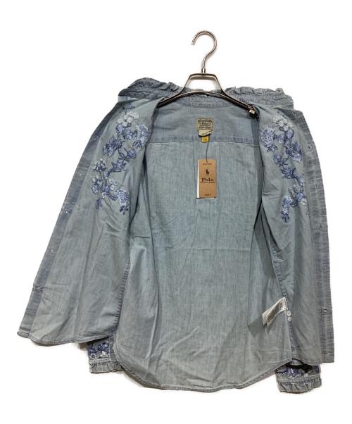 POLO RALPH LAUREN（ポロ・ラルフローレン）POLO RALPH LAUREN (ポロ・ラルフローレン) ビーズ刺繍シャンブレーシャツ ライトインディゴ サイズ:4の古着・服飾アイテム