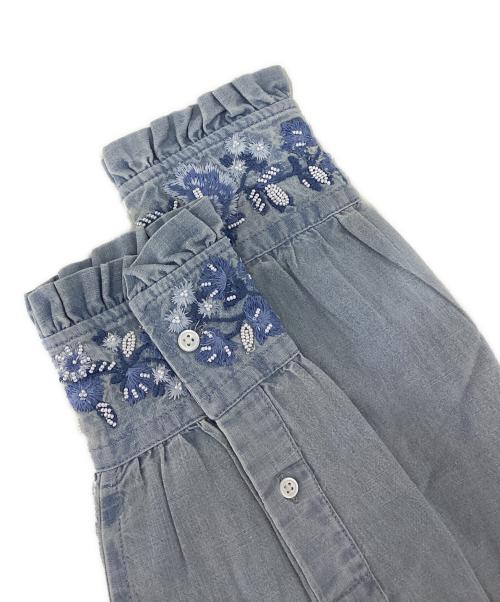 POLO RALPH LAUREN（ポロ・ラルフローレン）POLO RALPH LAUREN (ポロ・ラルフローレン) ビーズ刺繍シャンブレーシャツ ライトインディゴ サイズ:4の古着・服飾アイテム
