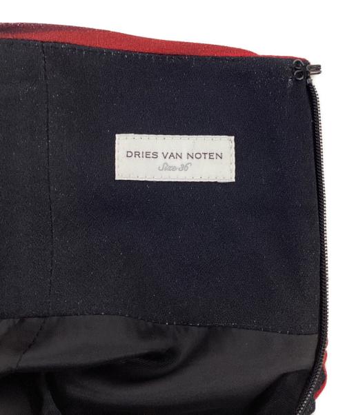 DRIES VAN NOTEN（ドリスヴァンノッテン）DRIES VAN NOTEN (ドリスヴァンノッテン) ローズプリントロングスカート ブラック×レッド サイズ:36の古着・服飾アイテム