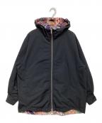 ear PAPILLONNER×tomoki yuritaイアパピヨネ×トモキユリタ）の古着「ネクタイ柄フード付きリバーシブルブルゾン」｜ブラック×マルチカラー