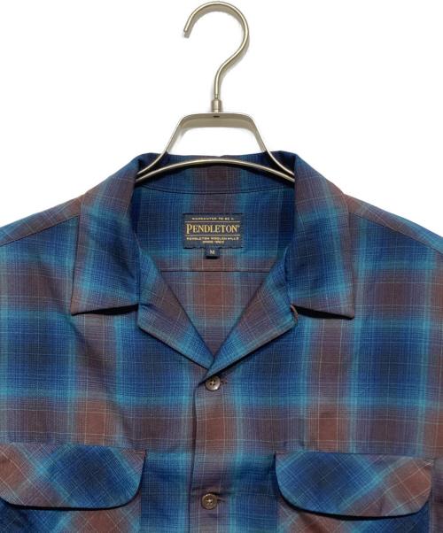 PENDLETON（ペンドルトン）PENDLETON (ペンドルトン) オープンカラーチェックシャツ ブルー×ブラウン サイズ:Mの古着・服飾アイテム