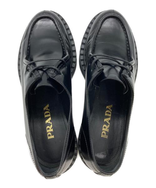 PRADA（プラダ）PRADA (プラダ) レースアッップローファー ブラック サイズ:38.5の古着・服飾アイテム