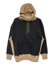 JACKSON MATISSE（ジャクソンマティス）の古着「2トーン ワッフル パーカー」｜ブラック×ベージュ