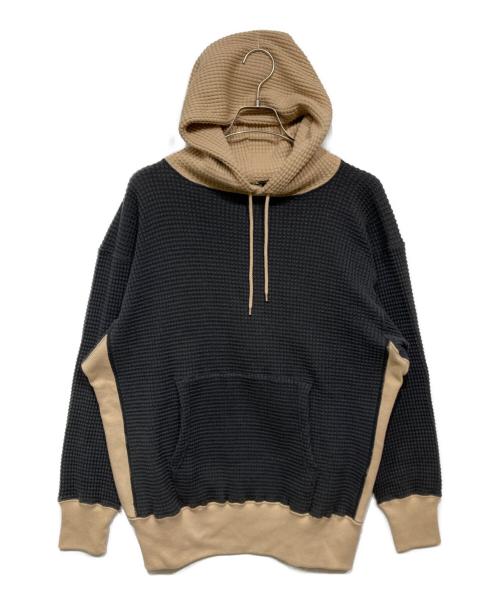 JACKSON MATISSE（ジャクソンマティス）JACKSON MATISSE (ジャクソンマティス) 2トーン ワッフル パーカー ブラック×ベージュ サイズ:MEDIUMの古着・服飾アイテム
