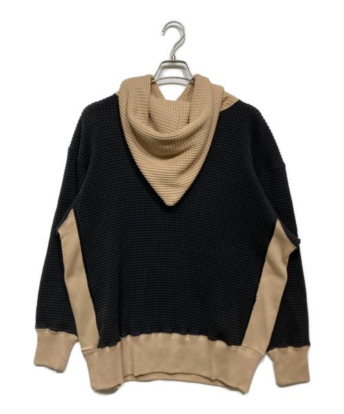 JACKSON MATISSE（ジャクソンマティス）JACKSON MATISSE (ジャクソンマティス) 2トーン ワッフル パーカー ブラック×ベージュ サイズ:MEDIUMの古着・服飾アイテム