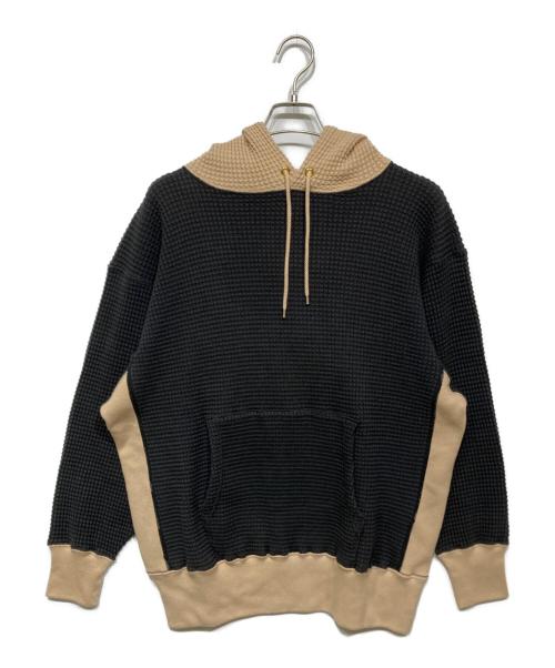 JACKSON MATISSE（ジャクソンマティス）JACKSON MATISSE (ジャクソンマティス) 2トーン ワッフル パーカー ブラック×ベージュ サイズ:MEDIUMの古着・服飾アイテム