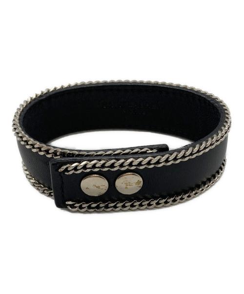Saint Laurent Paris（サンローランパリ）Saint Laurent Paris (サンローランパリ) チェーン装飾レザーブレスレット ブラックの古着・服飾アイテム
