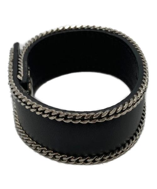 Saint Laurent Paris（サンローランパリ）Saint Laurent Paris (サンローランパリ) チェーン装飾レザーブレスレット ブラックの古着・服飾アイテム