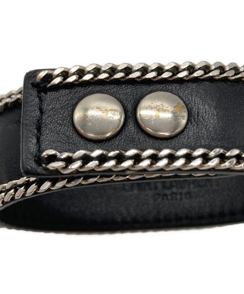 Saint Laurent Paris（サンローランパリ）Saint Laurent Paris (サンローランパリ) チェーン装飾レザーブレスレット ブラックの古着・服飾アイテム