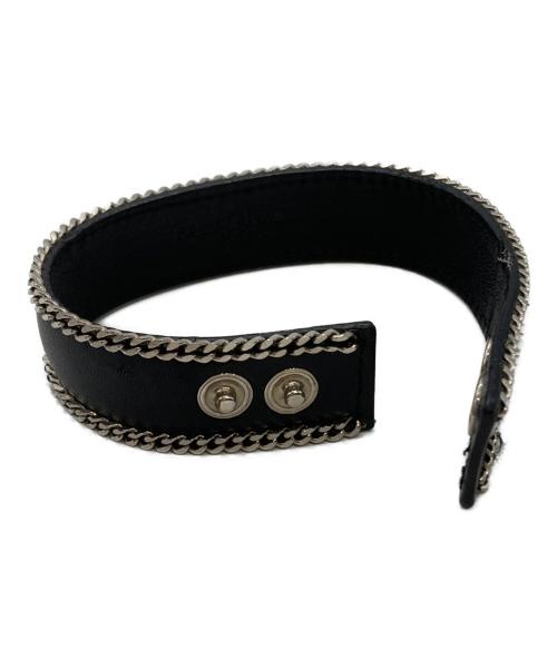 Saint Laurent Paris（サンローランパリ）Saint Laurent Paris (サンローランパリ) チェーン装飾レザーブレスレット ブラックの古着・服飾アイテム