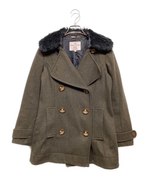 Vivienne Westwood RED LABEL（ヴィヴィアンウエストウッドレッドレーベル）Vivienne Westwood RED LABEL (ヴィヴィアンウエストウッドレッドレーベル) フェイクファーカラー ショートコート ブラウン サイズ:2の古着・服飾アイテム