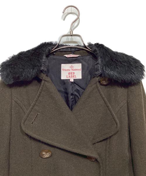 Vivienne Westwood RED LABEL（ヴィヴィアンウエストウッドレッドレーベル）Vivienne Westwood RED LABEL (ヴィヴィアンウエストウッドレッドレーベル) フェイクファーカラー ショートコート ブラウン サイズ:2の古着・服飾アイテム