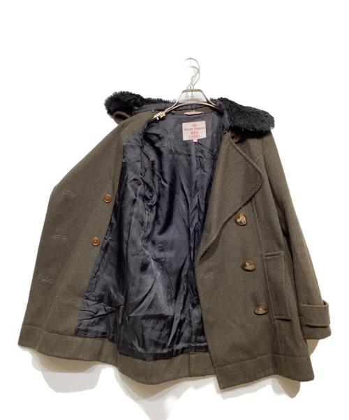 Vivienne Westwood RED LABEL（ヴィヴィアンウエストウッドレッドレーベル）Vivienne Westwood RED LABEL (ヴィヴィアンウエストウッドレッドレーベル) フェイクファーカラー ショートコート ブラウン サイズ:2の古着・服飾アイテム