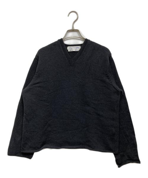 COMME des GARCONS SHIRT（コムデギャルソンシャツ）COMME des GARCONS SHIRT (コムデギャルソンシャツ) 切替Vネックニット グレー サイズ:Mの古着・服飾アイテム