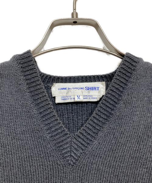 COMME des GARCONS SHIRT（コムデギャルソンシャツ）COMME des GARCONS SHIRT (コムデギャルソンシャツ) 切替Vネックニット グレー サイズ:Mの古着・服飾アイテム