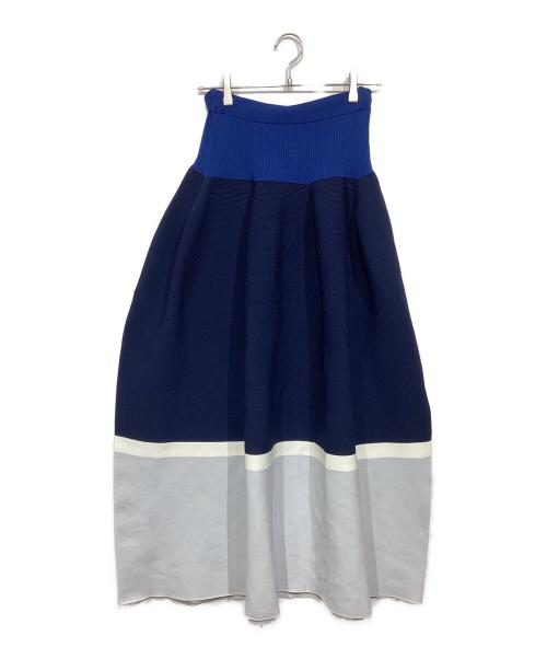 CFCL（シーエフシーエル）CFCL (シーエフシーエル) POTTERY フレアスカート ブルー×ネイビー サイズ:3の古着・服飾アイテム