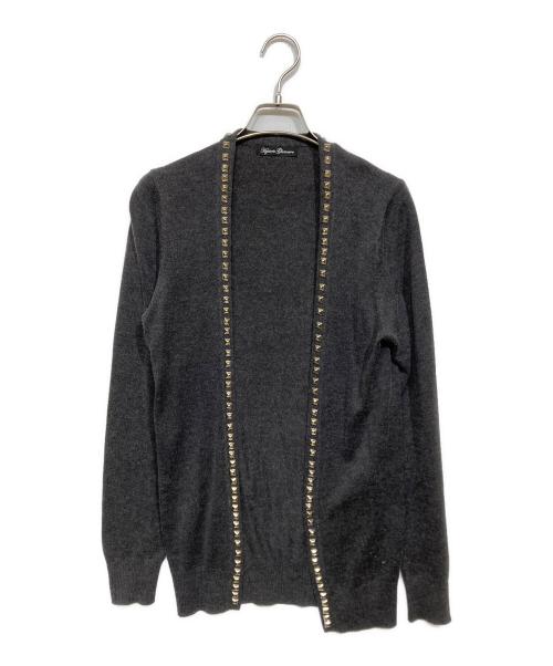 Hysteric Glamour（ヒステリックグラマー）Hysteric Glamour (ヒステリックグラマー) ボタンレス スタッズカーディガン グレー サイズ:Freeの古着・服飾アイテム