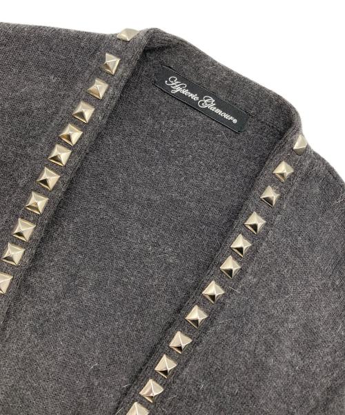 Hysteric Glamour（ヒステリックグラマー）Hysteric Glamour (ヒステリックグラマー) ボタンレス スタッズカーディガン グレー サイズ:Freeの古着・服飾アイテム