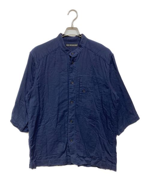 ISSEY MIYAKE MEN（イッセイミヤケメン）ISSEY MIYAKE MEN (イッセイミヤケメン) ダブルガーゼバンドカラーハーフスリーブシャツ ネイビー サイズ:3の古着・服飾アイテム