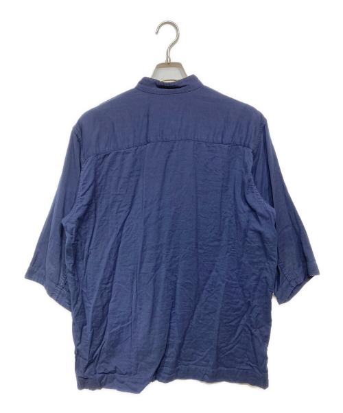 ISSEY MIYAKE MEN（イッセイミヤケメン）ISSEY MIYAKE MEN (イッセイミヤケメン) ダブルガーゼバンドカラーハーフスリーブシャツ ネイビー サイズ:3の古着・服飾アイテム