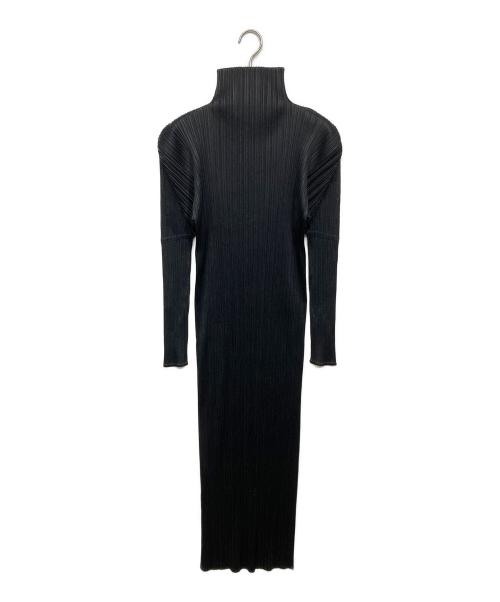 PLEATS PLEASE（プリーツプリーズ）PLEATS PLEASE (プリーツプリーズ) ハイネックプリーツワンピース ブラック サイズ:4の古着・服飾アイテム