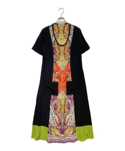 ETRO（エトロ）ETRO (エトロ) シルク半袖ワンピース ブラック サイズ:44の古着・服飾アイテム