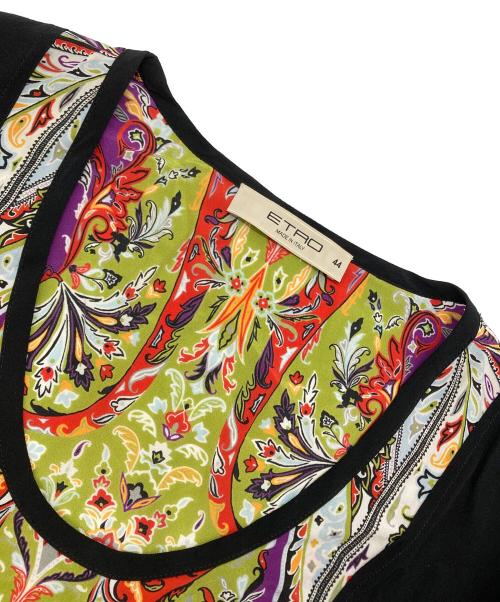 ETRO（エトロ）ETRO (エトロ) シルク半袖ワンピース ブラック サイズ:44の古着・服飾アイテム