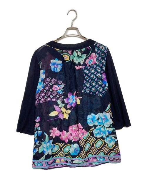 LEONARD FASHION（レオナールファッション）LEONARD FASHION (レオナールファッション) スリーブ切替シルクブラウス マルチカラー サイズ:42の古着・服飾アイテム