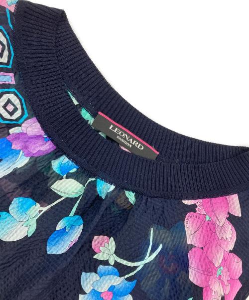 LEONARD FASHION（レオナールファッション）LEONARD FASHION (レオナールファッション) スリーブ切替シルクブラウス マルチカラー サイズ:42の古着・服飾アイテム