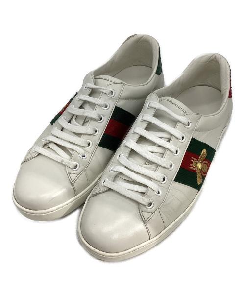 GUCCI（グッチ）GUCCI (グッチ) BEE刺繍 エース シェリーライン ローカットスニーカー ホワイト サイズ:6 1/2の古着・服飾アイテム
