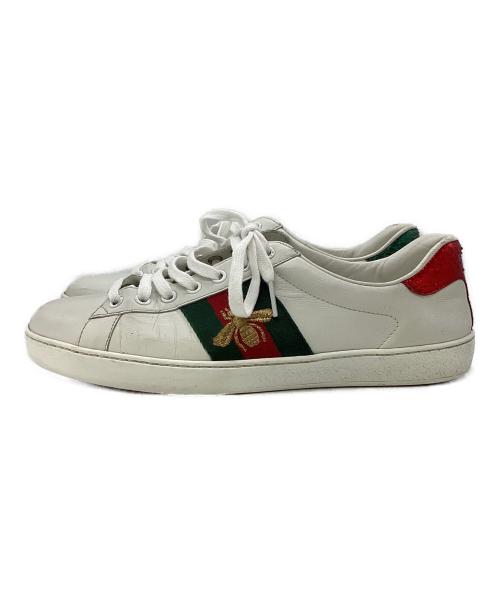 GUCCI（グッチ）GUCCI (グッチ) BEE刺繍 エース シェリーライン ローカットスニーカー ホワイト サイズ:6 1/2の古着・服飾アイテム