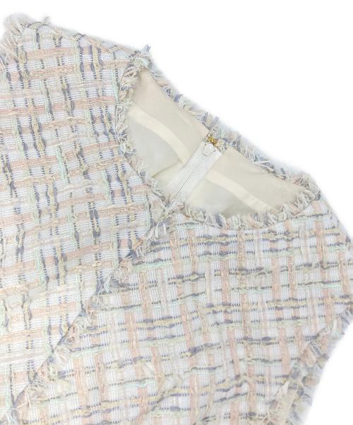 ANAYI（アナイ）ANAYI (アナイ) ミックスツイードフレア ワンピース ホワイト サイズ:Sの古着・服飾アイテム