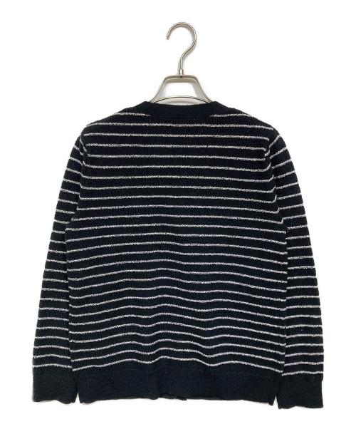 ANAYI（アナイ）ANAYI (アナイ) パウダーボーダー Vカーディガン ブラック サイズ:36 未使用品の古着・服飾アイテム