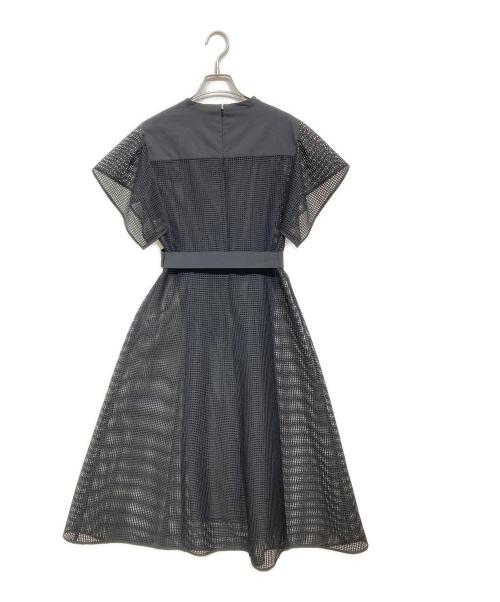 ANAYI（アナイ）ANAYI (アナイ) メッシュラッセルフレア袖 ワンピース ブラック サイズ:36の古着・服飾アイテム