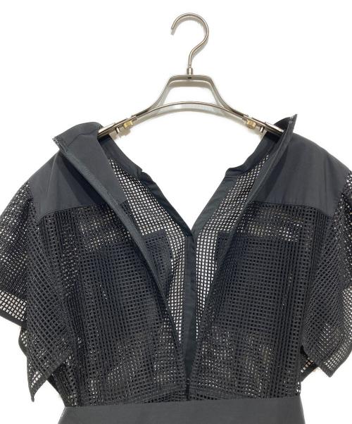 ANAYI（アナイ）ANAYI (アナイ) メッシュラッセルフレア袖 ワンピース ブラック サイズ:36の古着・服飾アイテム