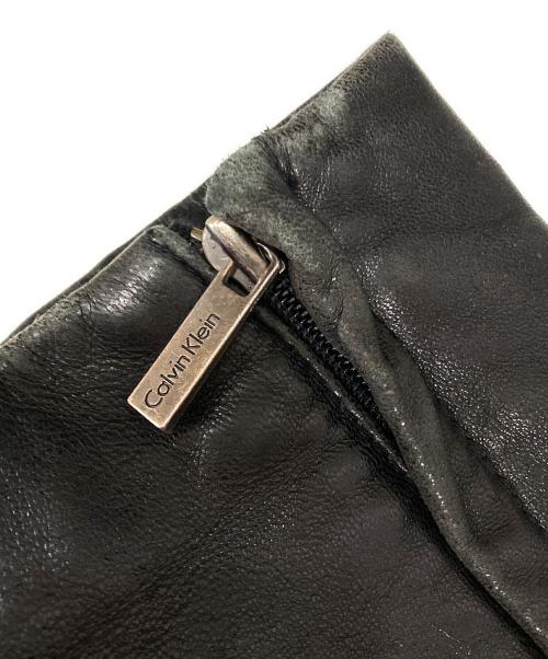 Calvin Klein（カルバンクライン）Calvin Klein (カルバンクライン) ハイネックレザーブルゾン ブラック サイズ:Mの古着・服飾アイテム