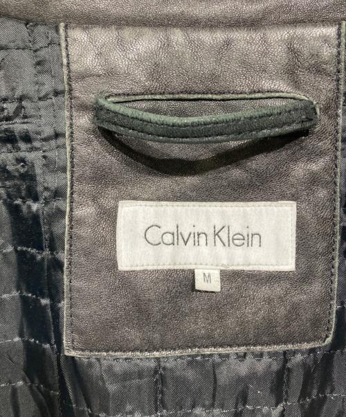 Calvin Klein（カルバンクライン）Calvin Klein (カルバンクライン) ハイネックレザーブルゾン ブラック サイズ:Mの古着・服飾アイテム