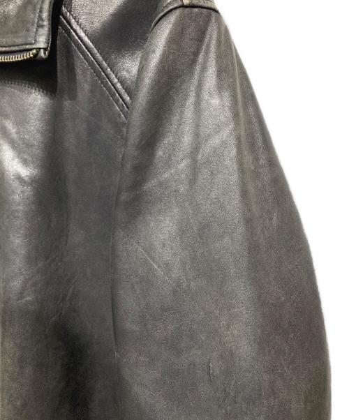 Calvin Klein（カルバンクライン）Calvin Klein (カルバンクライン) ハイネックレザーブルゾン ブラック サイズ:Mの古着・服飾アイテム
