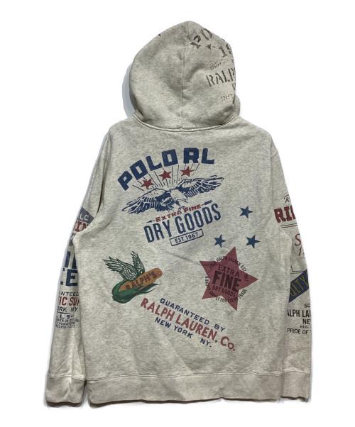 POLO RALPH LAUREN（ポロ・ラルフローレン）POLO RALPH LAUREN (ポロ・ラルフローレン) 染み込みプリントパーカー グレー サイズ:XLの古着・服飾アイテム