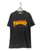 THRASHERスラッシャー）の古着「フレイムロゴTシャツ」｜グレー