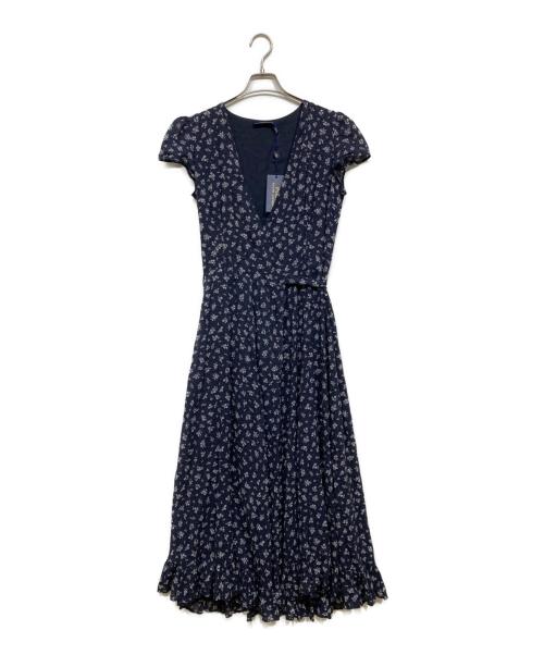 POLO RALPH LAUREN（ポロ・ラルフローレン）POLO RALPH LAUREN (ポロ・ラルフローレン) 花柄 カシュクールワンピース ネイビー×ホワイト サイズ:4の古着・服飾アイテム