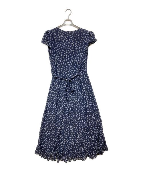 POLO RALPH LAUREN（ポロ・ラルフローレン）POLO RALPH LAUREN (ポロ・ラルフローレン) 花柄 カシュクールワンピース ネイビー×ホワイト サイズ:4の古着・服飾アイテム