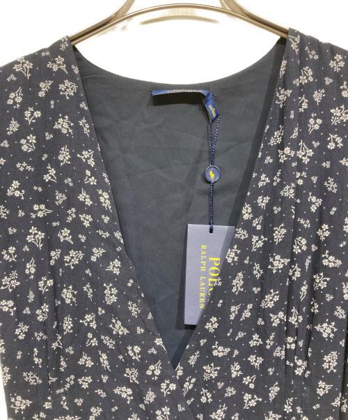 POLO RALPH LAUREN（ポロ・ラルフローレン）POLO RALPH LAUREN (ポロ・ラルフローレン) 花柄 カシュクールワンピース ネイビー×ホワイト サイズ:4の古着・服飾アイテム