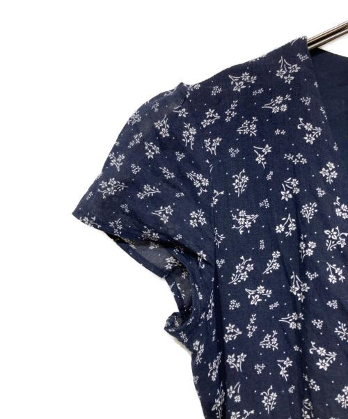 POLO RALPH LAUREN（ポロ・ラルフローレン）POLO RALPH LAUREN (ポロ・ラルフローレン) 花柄 カシュクールワンピース ネイビー×ホワイト サイズ:6の古着・服飾アイテム