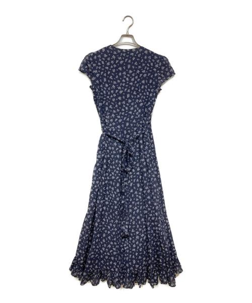 POLO RALPH LAUREN（ポロ・ラルフローレン）POLO RALPH LAUREN (ポロ・ラルフローレン) 花柄 カシュクールワンピース ネイビー×ホワイト サイズ:6の古着・服飾アイテム