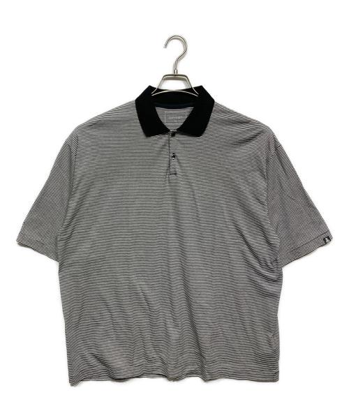 SOPH.（ソフ）SOPH. (ソフ) ALBINI ORGANIC BORDER POLO ホワイト×ブラック サイズ:Lの古着・服飾アイテム