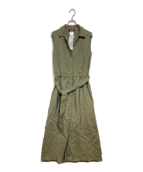 MaxMara（マックスマーラ）MaxMara (マックスマーラ) キュプラ ノースリーブワンピース オリーブ サイズ:Mの古着・服飾アイテム