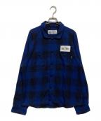 CHALLENGERチャレンジャー）の古着「L/S CHECK WORK SHIRT（Ⅼ/S チェック ワーク シャツ）」｜ネイビー×ブラック