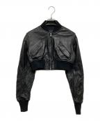 s'yteサイト）の古着「SEMI-VEGETABLE TANNED SHEEP LEATHER CROPPED BOMBER JACKET」｜ブラック