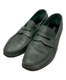 PRADA（プラダ）の古着「SAFFIANO PENNY LOAFER（サフィアーノ ペニー レザー）」｜グリーン